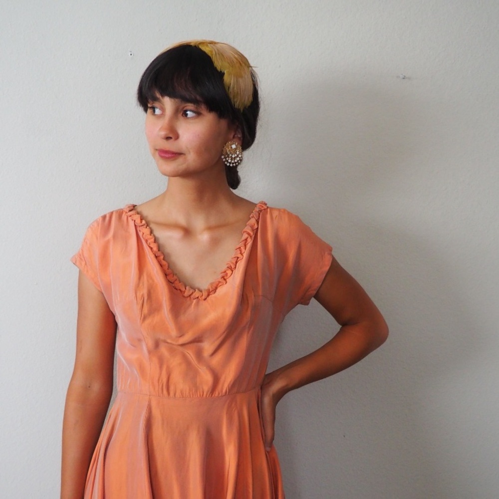 Vintage Feather Headband Flapper Depression Ginger - Picture 3 of 5